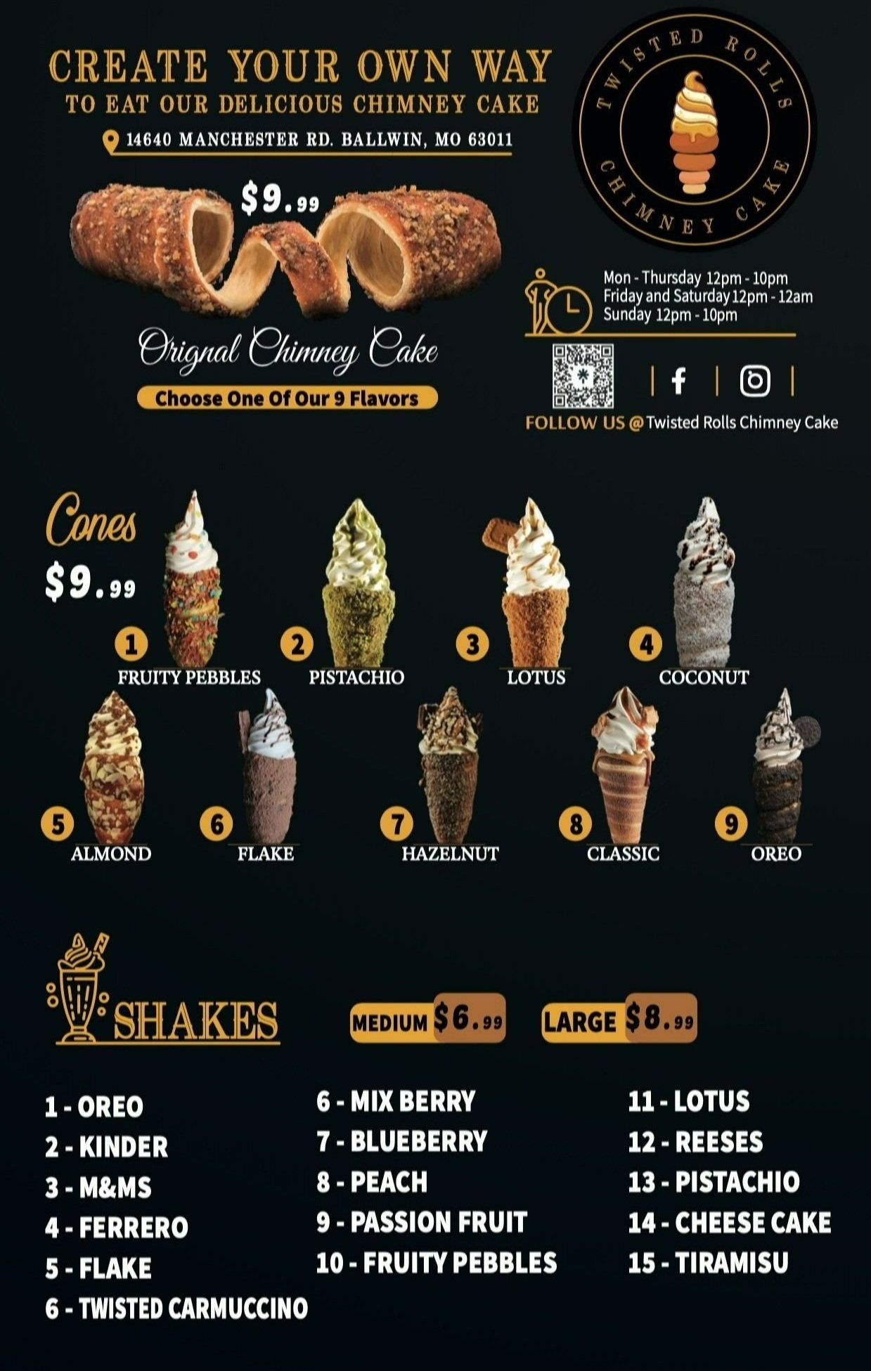 MO Menu — Twisted Rolls Chimney Cakes